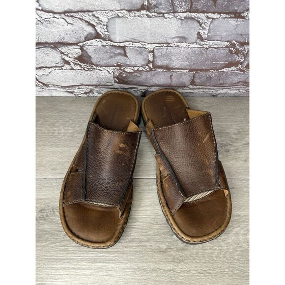 Rockport Brown Leather Cushion Open Toe Casual Slides Sandals Men Sz 11M US/44EU - Picture 2 of 16